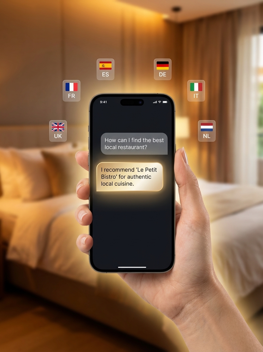 Interface chatbot IA WelcomeHost sur iPhone